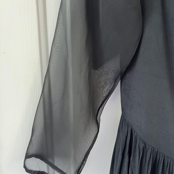 Rampage Dress Medium Black Sheer Maxi Cowl Whimsigoth Dark Romantic Y2K 90s Gown - Picture 11 of 16